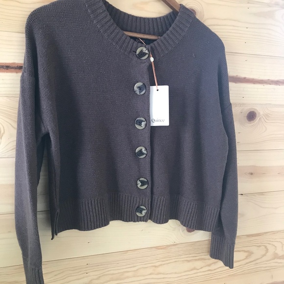 Quince Sweaters - Quince cropped brown cardigan